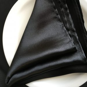 black bridal satin napkin